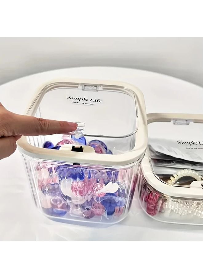 Transparent Small Clear Mini Desktop Organizer With Easy Pop Up Lid Multipurpose For Kitchen Bathroom Office - Image 2