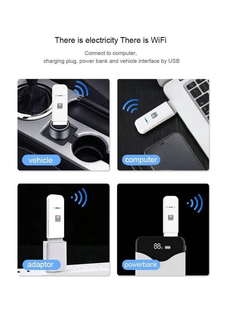 Generic - دونجل مودم واي فاي، اتصال مع مودم واي فاي USB بتقنية 4G LTE - نقطة اتصال إنترنت لأجهزة الكمبيوتر المكتبية وأجهزة الكمبيوتر المحمولة وأجهزة الكمبيوتر الشخصية. جهاز توجيه لاسلكي صغير للسيارة مزود بفتحة بطاقة SIM للاتصال أثناء التنقل - Image 1