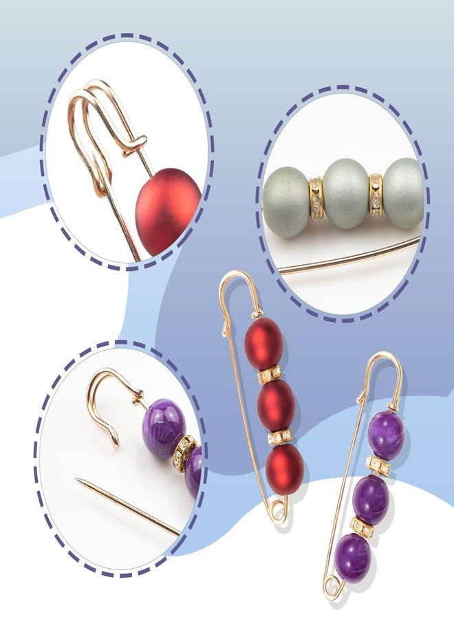 ELANE إيلان 12 قطعة دبابيس لؤلؤ، دبابيس أمان زخرفية، دبابيس بروش للنساء، دبابيس ملابس لفستان السروال التنورة الخصر (بنفسجي + أحمر + رمادي - 12 قطعة) - Image 3