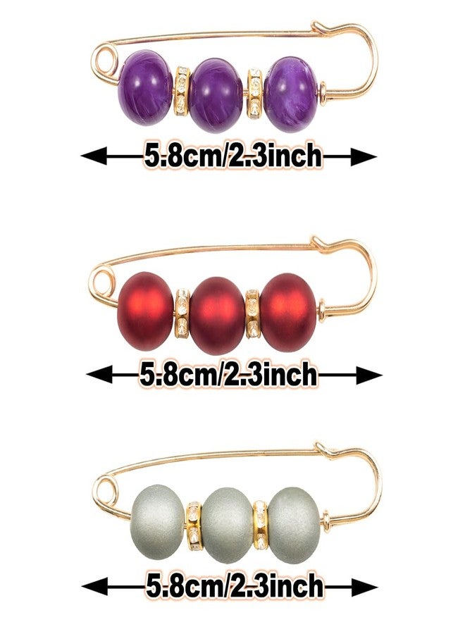 ELANE إيلان 12 قطعة دبابيس لؤلؤ، دبابيس أمان زخرفية، دبابيس بروش للنساء، دبابيس ملابس لفستان السروال التنورة الخصر (بنفسجي + أحمر + رمادي - 12 قطعة) - Image 2