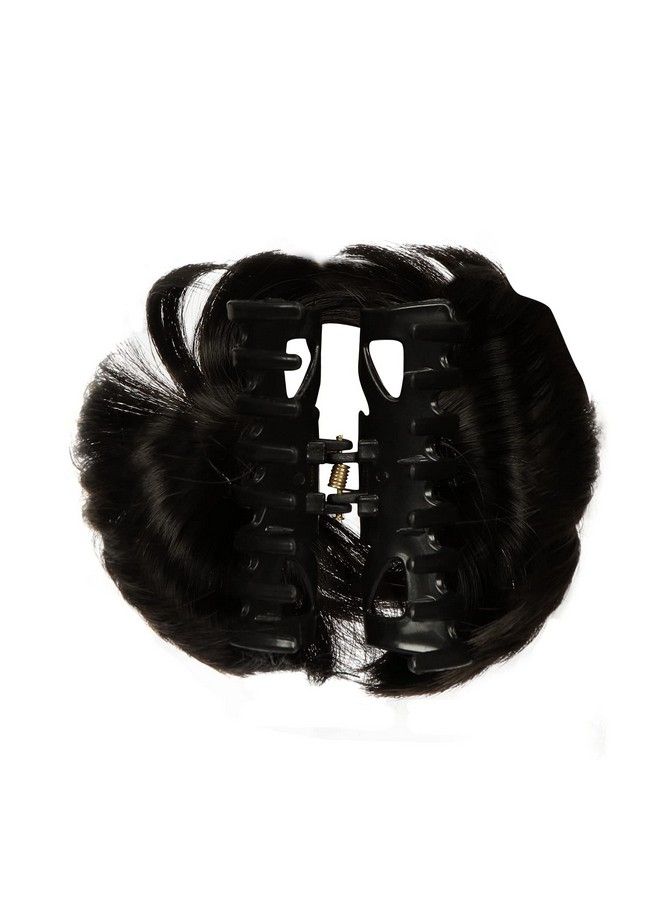 ACCESSHER Black Colour Hair Bun Extension Wig With Large Black Clutcher - Image 5