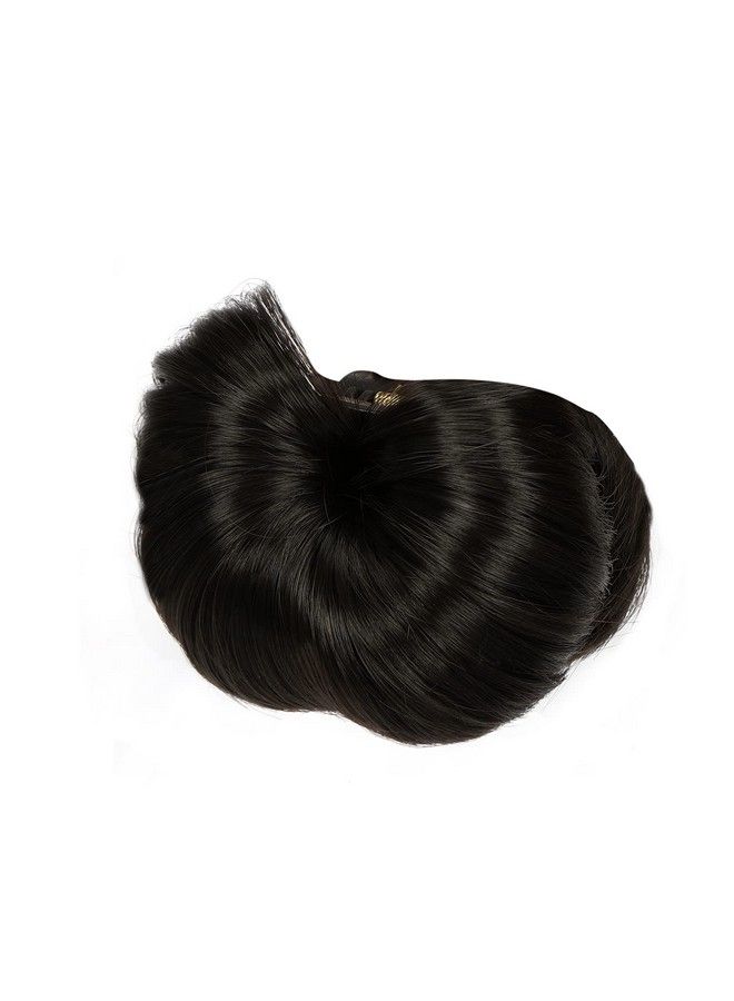 ACCESSHER Black Colour Hair Bun Extension Wig With Large Black Clutcher - Image 3