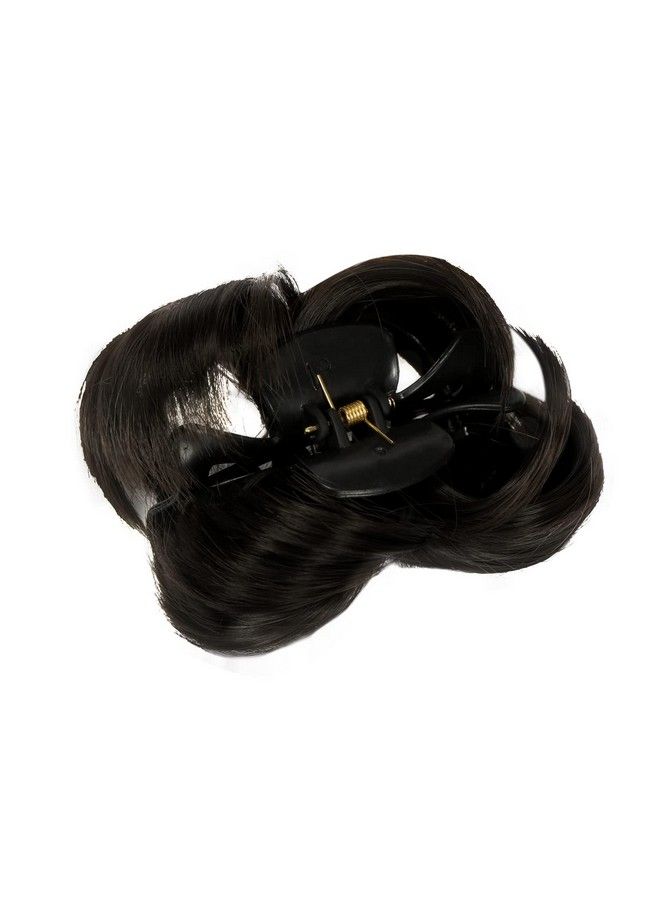 ACCESSHER Black Colour Hair Bun Extension Wig With Large Black Clutcher - Image 4