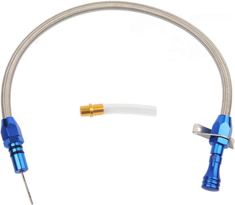 LicBund Flexible Stainless Transmission Dipstick for GM Chevy TH-350/TH-400 - Firewall Mount (Blue) - Image 1