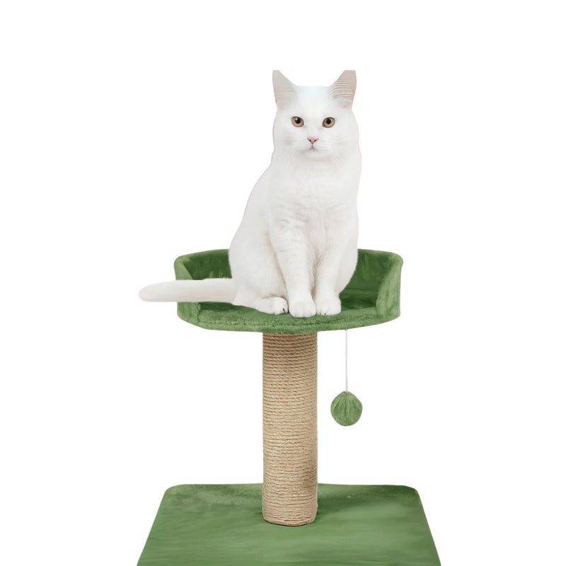 Catry , Cat Tree Hammock Bed with Natural Sisal Scratching Posts and Teasing Feather for Kitten (Green - 001) - Image 1
