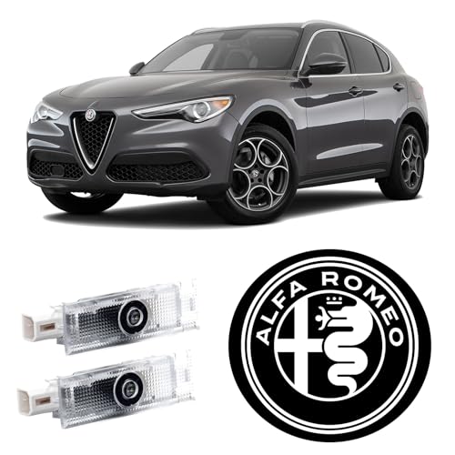 TFSOTLY Never Fade Alfa Romeo Door Light Logo Projection Ghost Shadow Welcome Puddle Light Compatible with Stelvio Mito Giulietta Giulia 147 159 Accessories White - Image 1