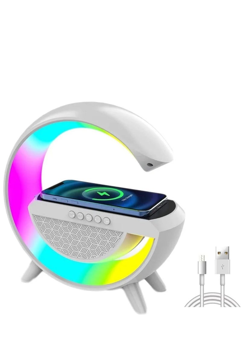 G Speaker Led Smart Atmosphere Lamp G-shaped Wireless Charger With Clock Night Light Sunrise - Image 1