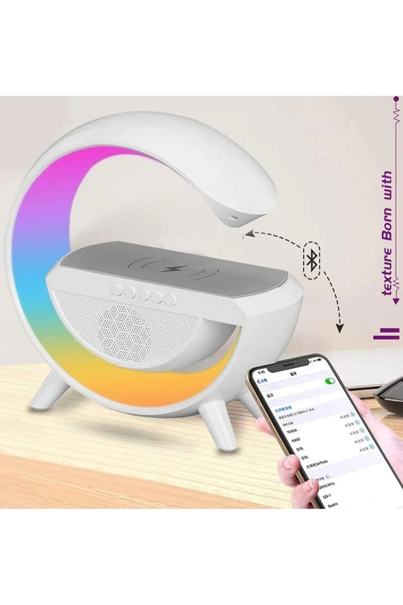 G Speaker Led Smart Atmosphere Lamp G-shaped Wireless Charger With Clock Night Light Sunrise - Image 3