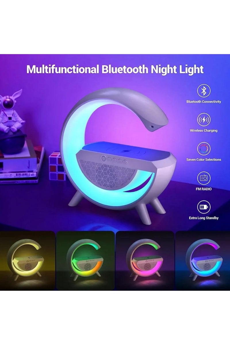 G Speaker Led Smart Atmosphere Lamp G-shaped Wireless Charger With Clock Night Light Sunrise - Image 4