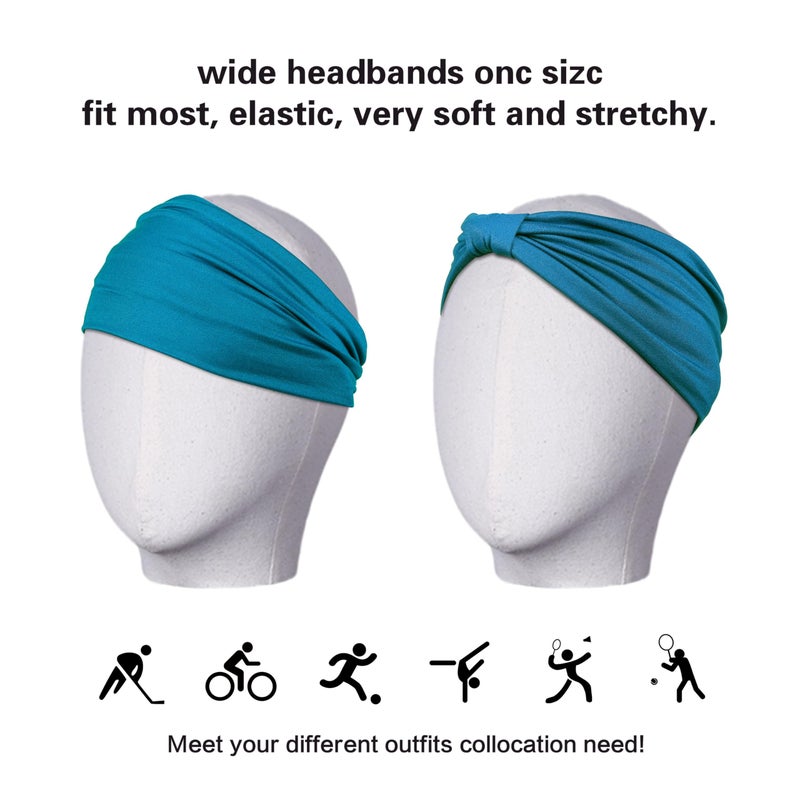 GiLi 6 Pack Wide Headbands for Women Non Slip Soft Elastic Hair Bands Yoga Running Sports Workout Gym Head Wraps, Knotted Cotton Cloth African Turbans Bandana (with 6 Pcs Hair Ties) - Image 4