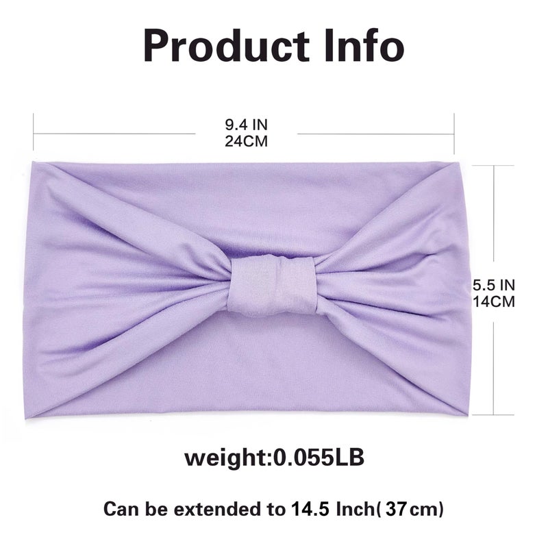 GiLi 6 Pack Wide Headbands for Women Non Slip Soft Elastic Hair Bands Yoga Running Sports Workout Gym Head Wraps, Knotted Cotton Cloth African Turbans Bandana (with 6 Pcs Hair Ties) - Image 2