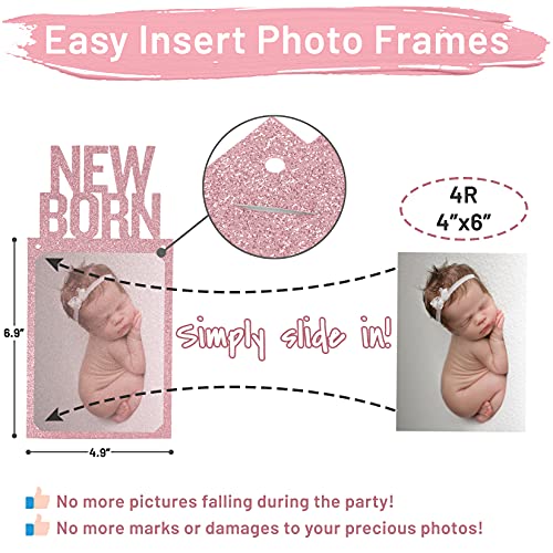 PartyHooman 1st Birthday Photo Banner for Baby from Newborn to 12 Months, 1st Birthday Decorations Girl Monthly Milestones Garland | 1 Year Old First Photo Banner Pre-strung with Frame (Rose Gold) - Image 3