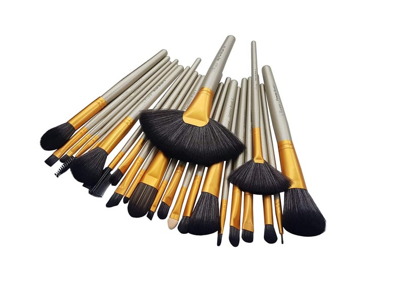 L'Rivara LRivara 24 Piece Makeup Brush Set with PU Leather Case LR119 Beige - Image 3
