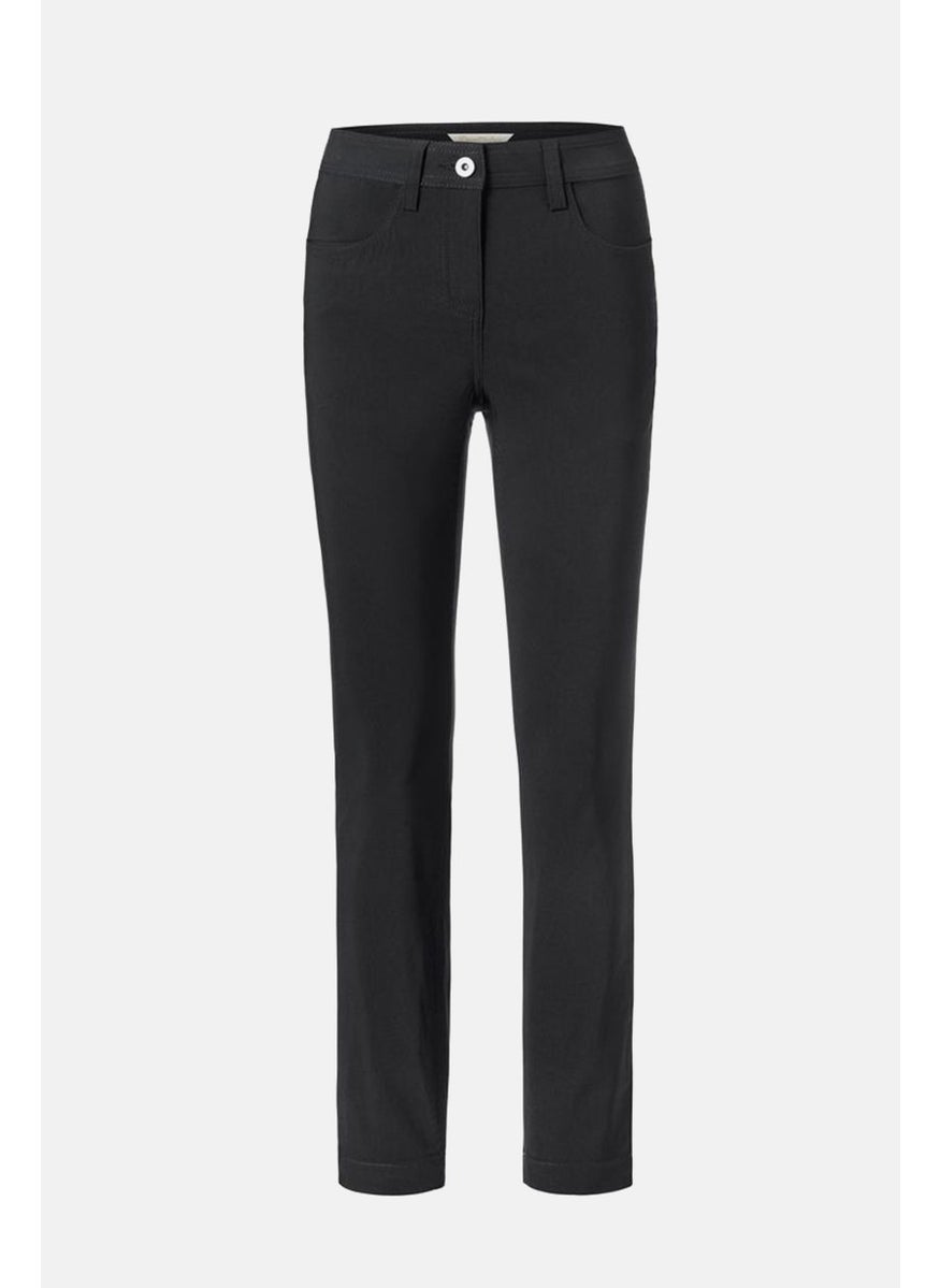 Tchibo Women Regular Fit Plain Bengaline Trouser, Black  - Image 2