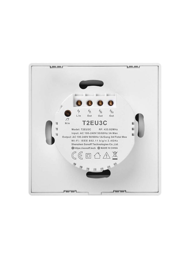 SONOFF T2EU3C Intelligent Wireless RF WiFi Handlight Control Switch, 3 Channel Switch of 86 Type for Automation Solutions in Intelligent Home Technology, Works with Alexa, Google Home - Image 2