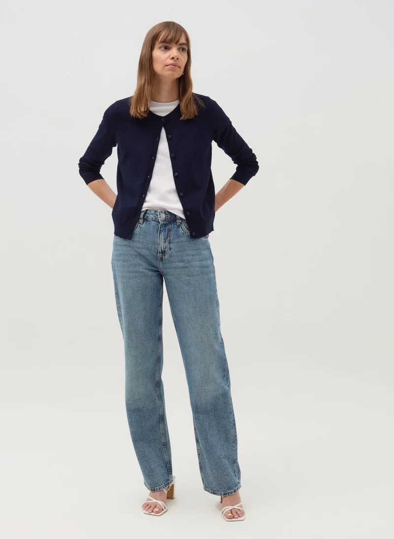 Ovs Solid colour cardigan with round neck
