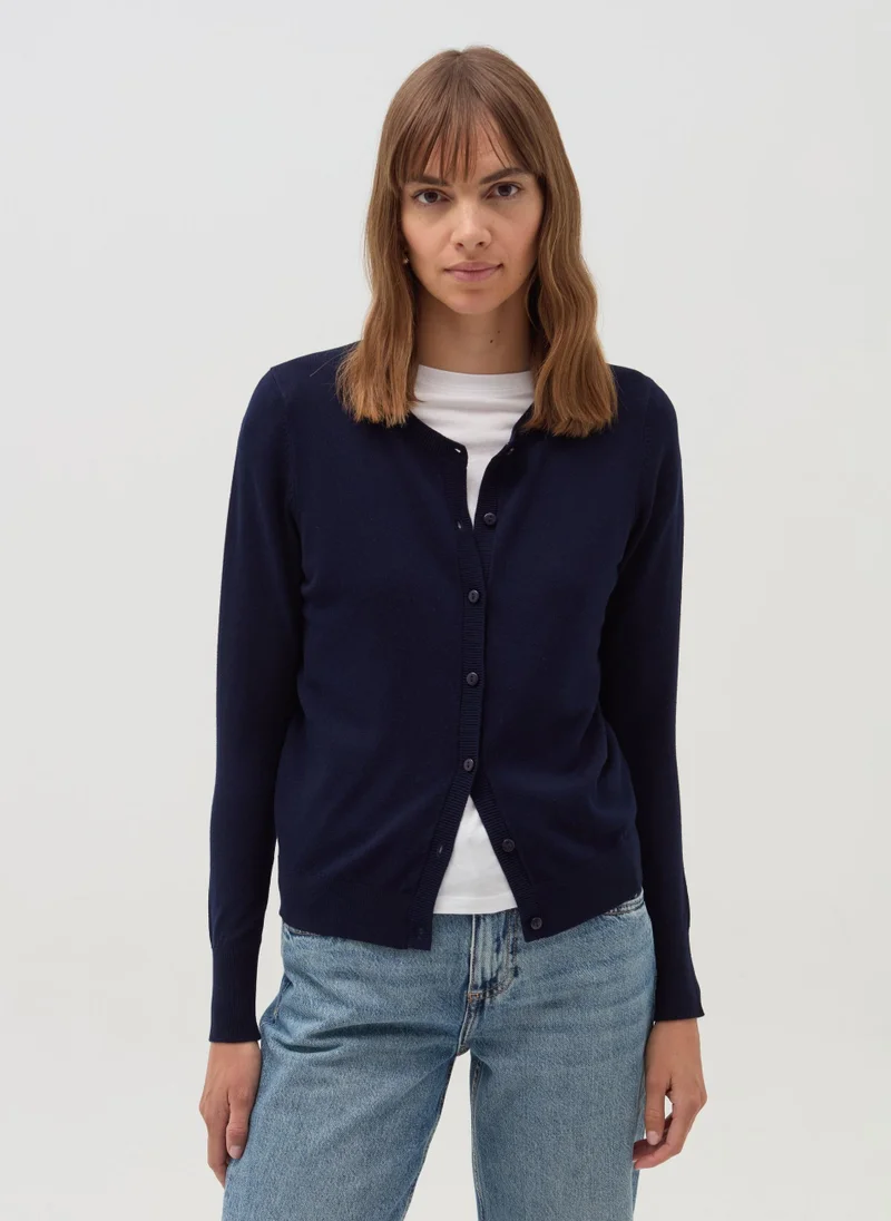 Ovs Solid colour cardigan with round neck