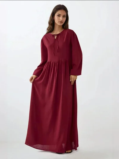 HICCUP Maxi Dress with A-Form Fit and Crew Neck
