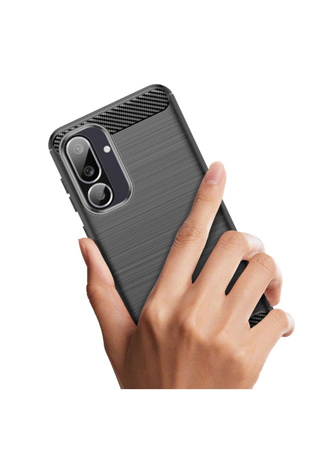 Samsung Galaxy M56 5G Case Cover – Rugged Shield Design with Brushed Carbon Fiber Texture, Shockproof TPU, Anti-Slip Grip, Slim and Lightweight Protection (Black) - Image 3