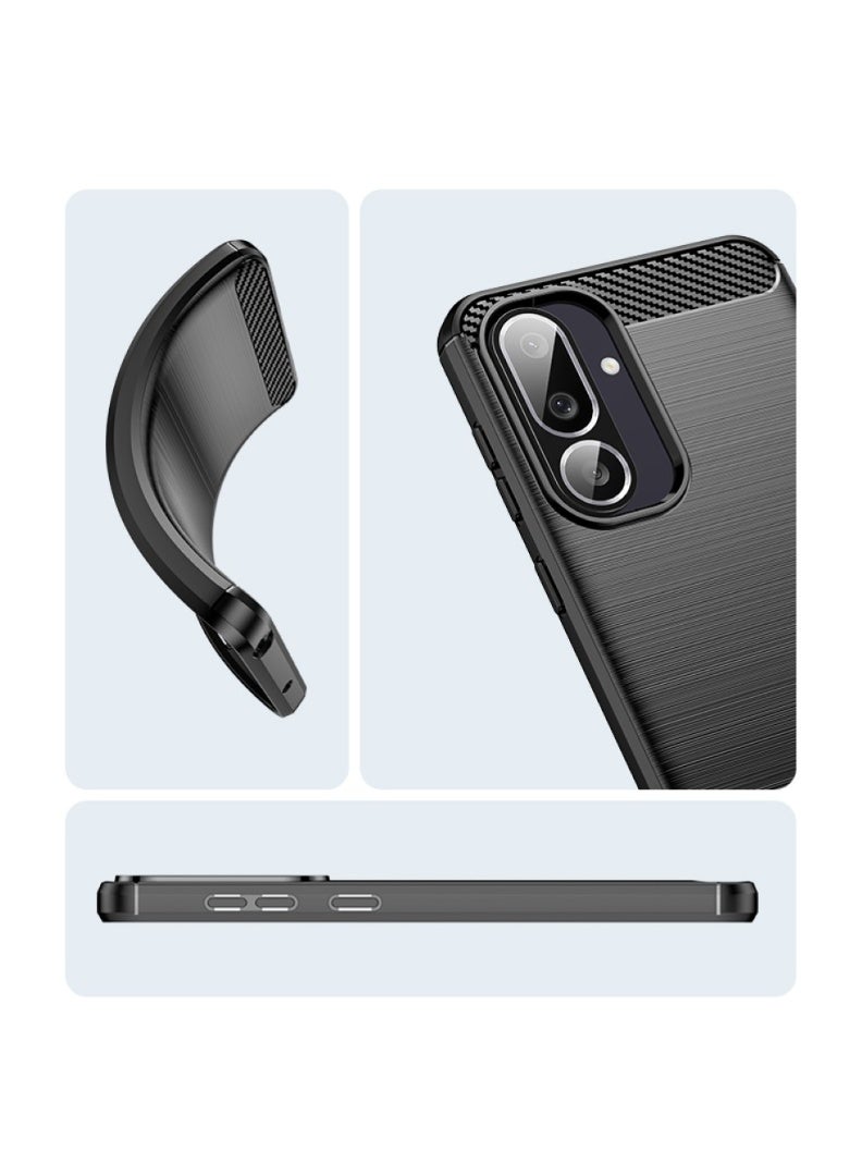 Samsung Galaxy M56 5G Case Cover – Rugged Shield Design with Brushed Carbon Fiber Texture, Shockproof TPU, Anti-Slip Grip, Slim and Lightweight Protection (Black) - Image 4