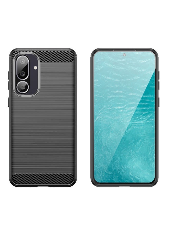 Samsung Galaxy M56 5G Case Cover – Rugged Shield Design with Brushed Carbon Fiber Texture, Shockproof TPU, Anti-Slip Grip, Slim and Lightweight Protection (Black) - Image 1