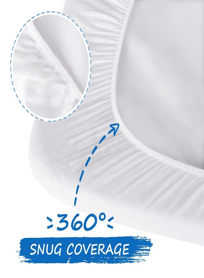 Coldwind أوراق حماية للعب والراحة، عبوة 2 من أوراق قطنية لسرير الأطفال المصغر 38"x 25"، متوافقة مع غراكو باك إن بلاي، دريم أون مي، دلتا سرير الأطفال المحمول وأرمز ريتش إيديال كوسليبر، للبنات والأولاد، أبيض - Image 3