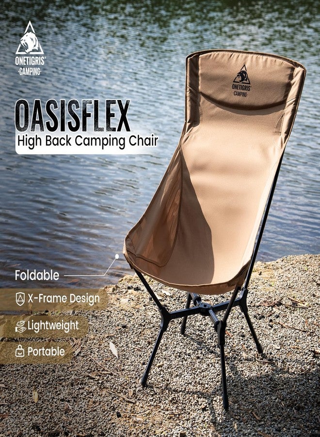 ون تيجريس كرسي التخييم ONETIGRIS OasisFlex، كرسي قابل للطي بمسند ظهر مرتفع مع حقيبة حمل، مثالي للتخييم والشاطئ والنزهات والحدائق والمروج والفعاليات الرياضية والأنشطة الخارجية. - Image 2