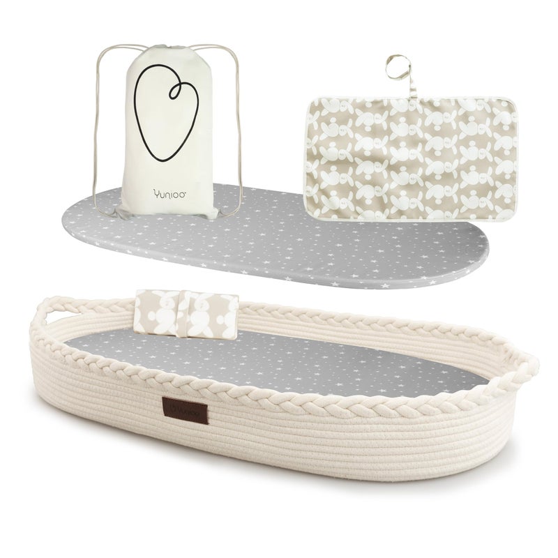 ROSEGIN Yunioo Baby Changing Basket with Soft, Portable Changing Mat for Dresser & Changing Table, Baby Essentials for Newborn - Image 1