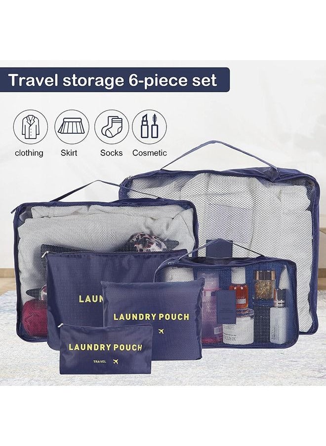 Arabest - 6PCS Set Travel Luggage Organizer Packing Cubes Set Storage Bag Waterproof Laundry Bag Traveling Accessories - Black, Travel Bag - Image 1
