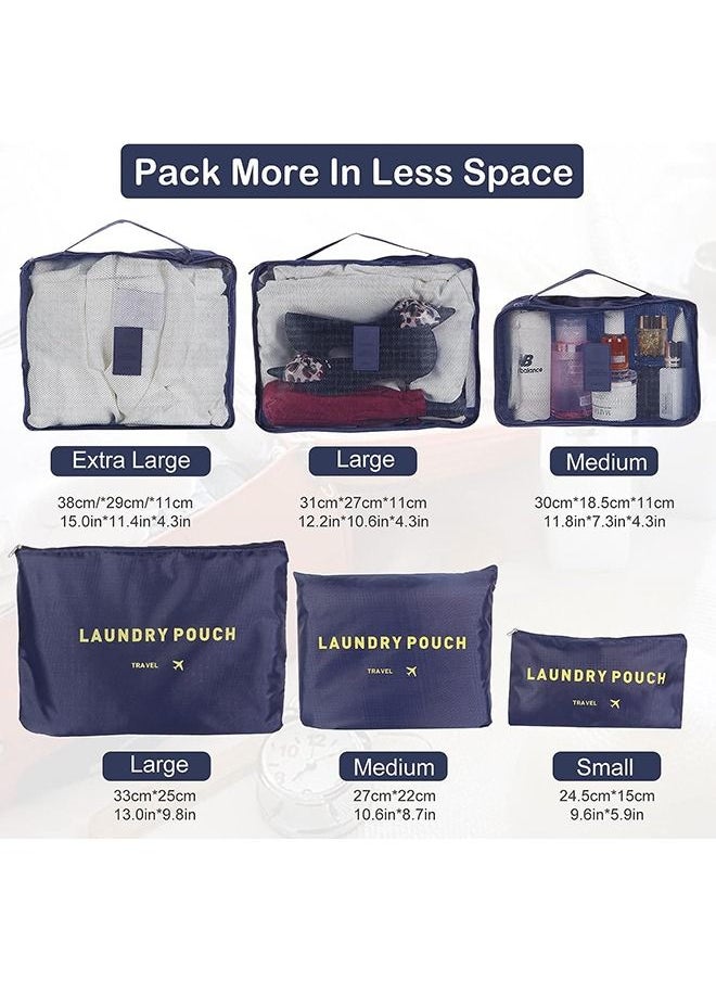 Arabest - 6PCS Set Travel Luggage Organizer Packing Cubes Set Storage Bag Waterproof Laundry Bag Traveling Accessories - Black, Travel Bag - Image 1