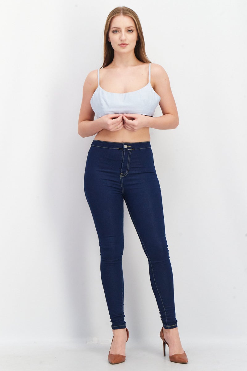 ASOS Women Scoop Neck Sleeveless Plain Crop Top, Light Blue - Image 2
