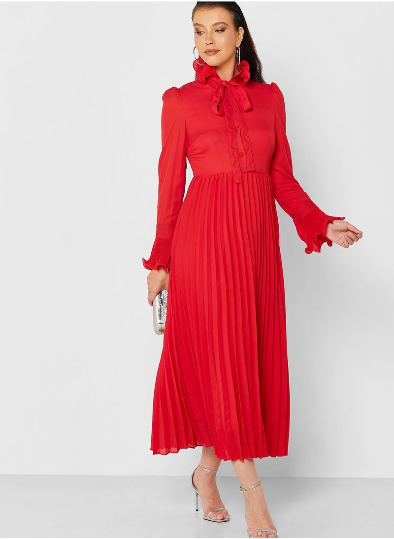 Khizana Tie Neck Pleated Dress  - Image 1