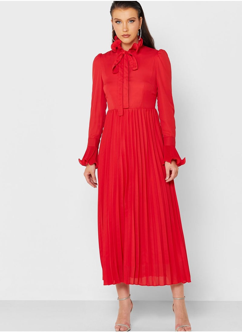 Khizana Tie Neck Pleated Dress  - Image 4