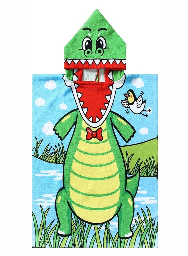 Kradyl Kroft Hooded Poncho Towel for Kids | Double Side Terry | Printed Cape Towels for Kids (Dino)