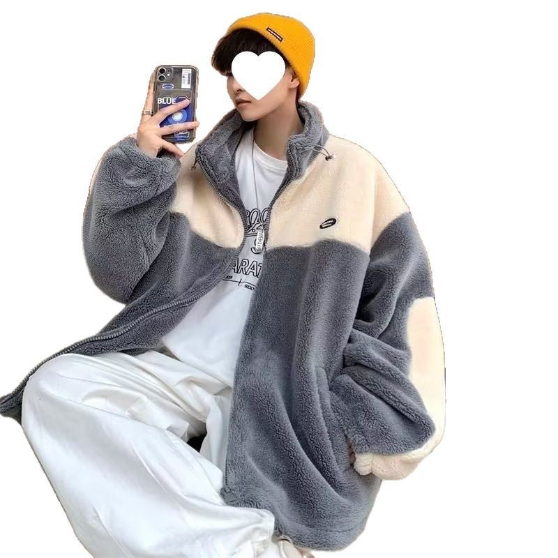 2024 Winter New Youth fleece-lined Thickened Cotton-padded Clothes Hong Kong Style Lamb Velvet Warm Couple All-match Coat Cotton-padded Jacket Creamy-white  - Image 4
