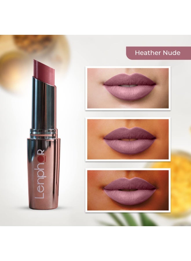 Lenphor Treasure Matte Lipstick, Long Lasting Lipstick   Heather Nude, 3gm - Image 3