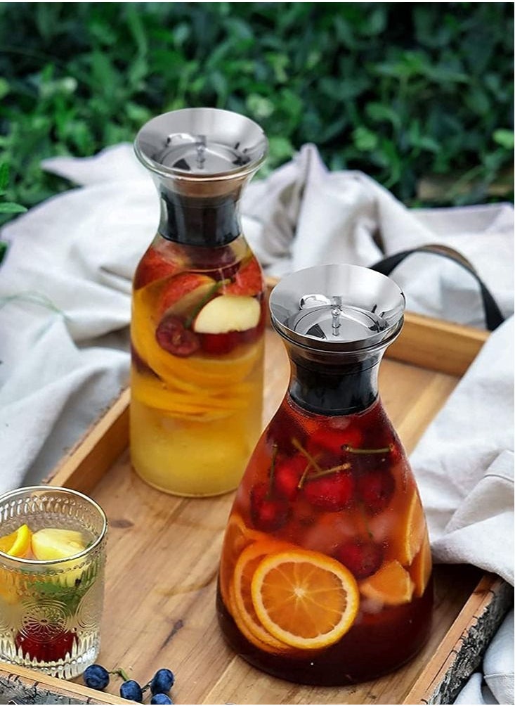 Perfii - Glass Pitcher with Lid and Handle 1600ml 56.3 oz Heat Resistant Borosilicate Water Pitcher Drip Free Water Carafe Hot and Cold Water Carafe for Ice Tea and Homemade Juice Coffee Wine Decanter - Image 1