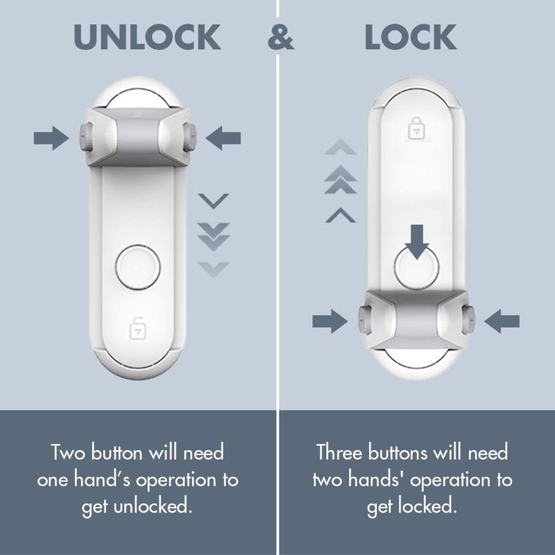 EUDEMON Childproof Door Lever Lock, Baby Safety Door Handle Lock, Easy to Install and Use Adhesive no Tools Need or Drill (White, 2 Pack) - Image 4