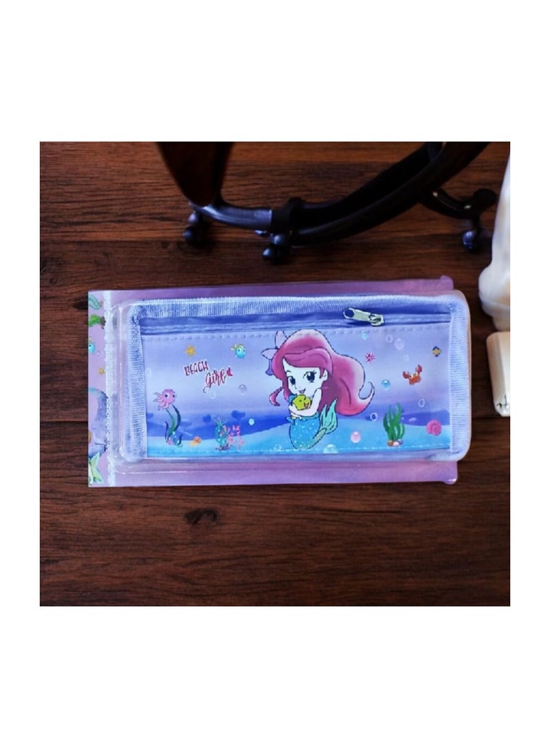 Generic A high-quality cloth pencil case from Andalusia with two metal zipper pockets in a cute design for school and students