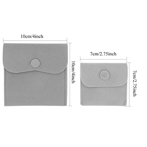 Hsiwto Pack of 10 Velvet Jewelry Pouch Storage Bags Portable Jewelry Gift Bag With Snap Button, Small Gray - Image 2