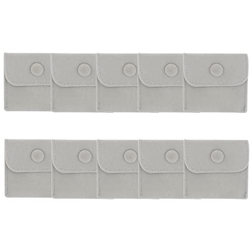 Hsiwto Pack of 10 Velvet Jewelry Pouch Storage Bags Portable Jewelry Gift Bag With Snap Button, Small Gray - Image 5