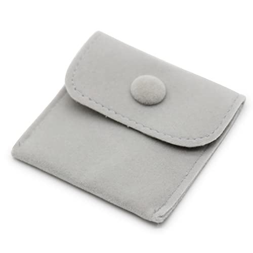 Hsiwto Pack of 10 Velvet Jewelry Pouch Storage Bags Portable Jewelry Gift Bag With Snap Button, Small Gray - Image 4