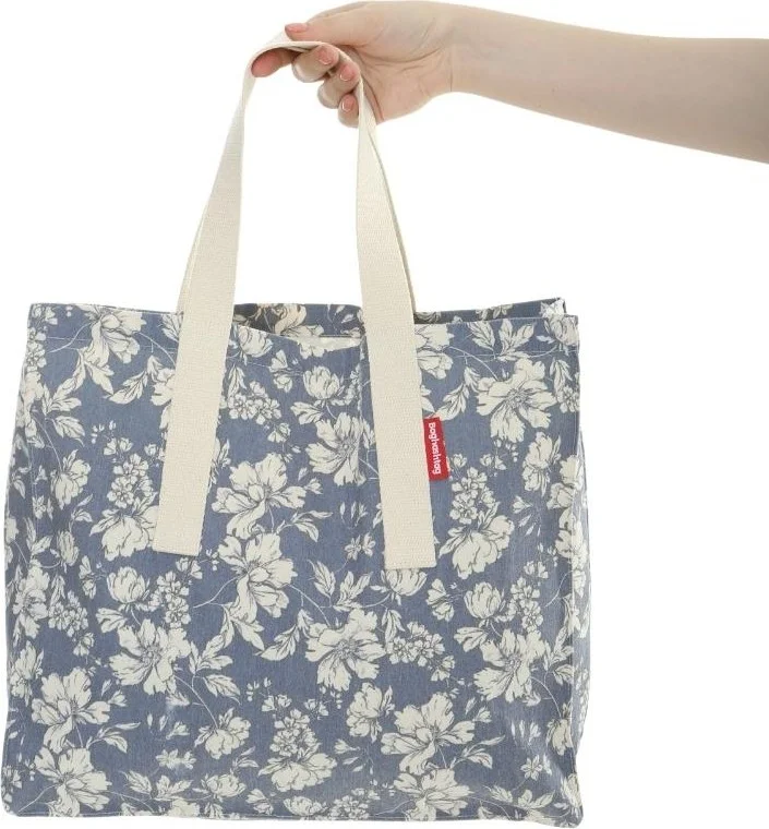 Baghashtag Blue Floral Printed Gabardine Cloth Bag
