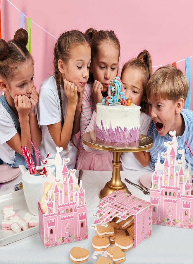 Outus 24 Pieces Princess Castle Party Favor Candy Boxes Pink Princess Goodie Bags Castle Favor Gift Bags for Wedding Kids Birthday Party Supplies Baby Shower Decorations 6.4 x 2.4 x 4.1 Inches - Image 4