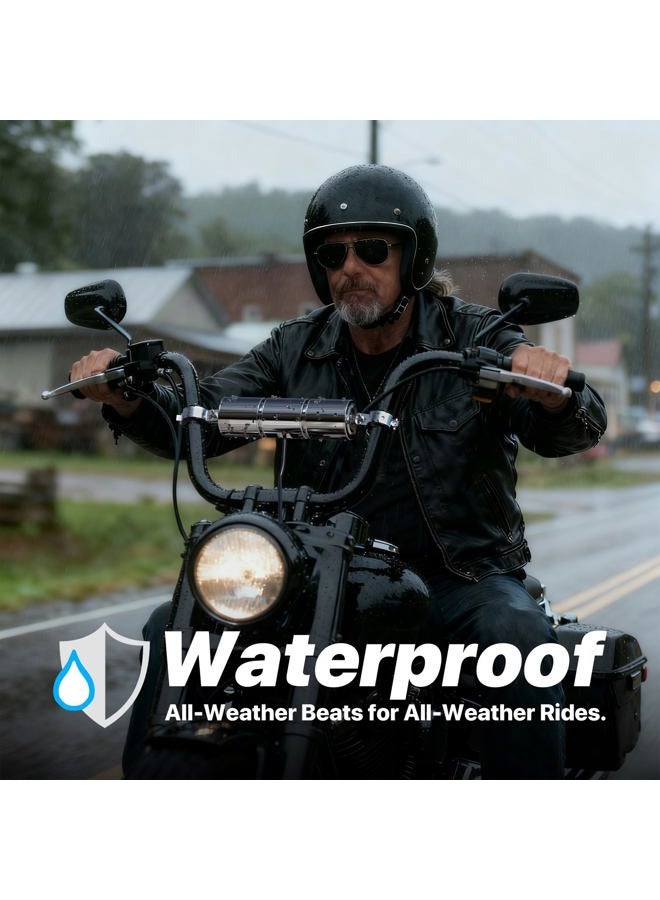 GoHawk GoldenHawk Waterproof Bluetooth Wireless Motorcycle Stereo Speakers 7/8-1.25 in. Handlebar Mount MP3 Music Player Audio Amplifier System Scooter Bike ATV UTV Jet Ski, AUX IN, USB, microSD, FM Radio - Image 3