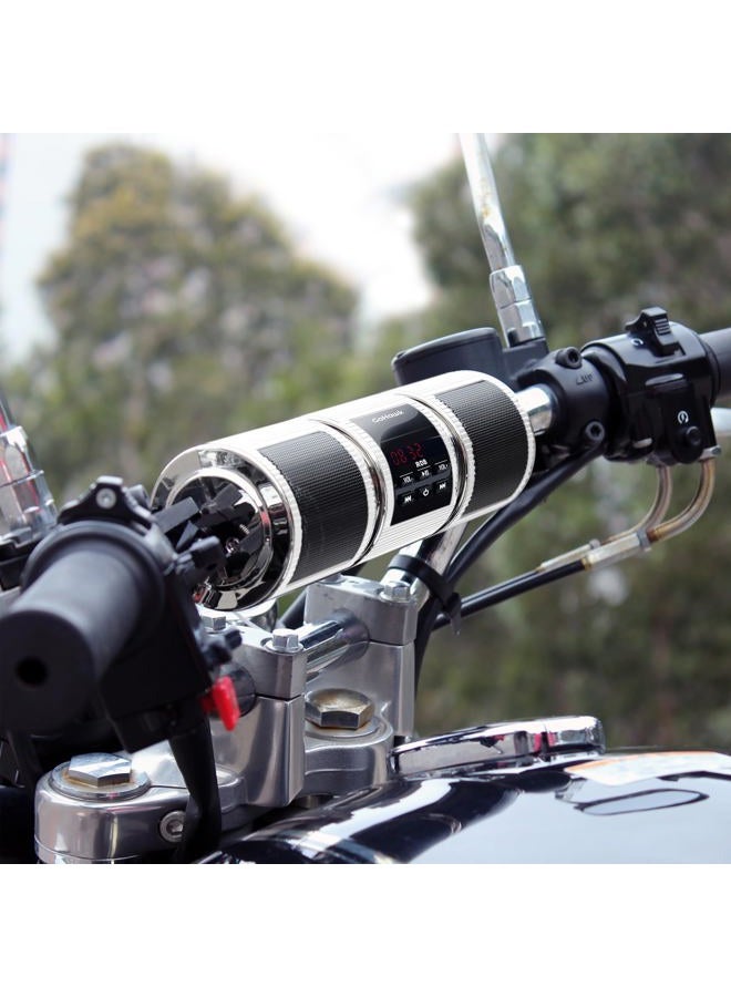 GoHawk GoldenHawk Waterproof Bluetooth Wireless Motorcycle Stereo Speakers 7/8-1.25 in. Handlebar Mount MP3 Music Player Audio Amplifier System Scooter Bike ATV UTV Jet Ski, AUX IN, USB, microSD, FM Radio - Image 1