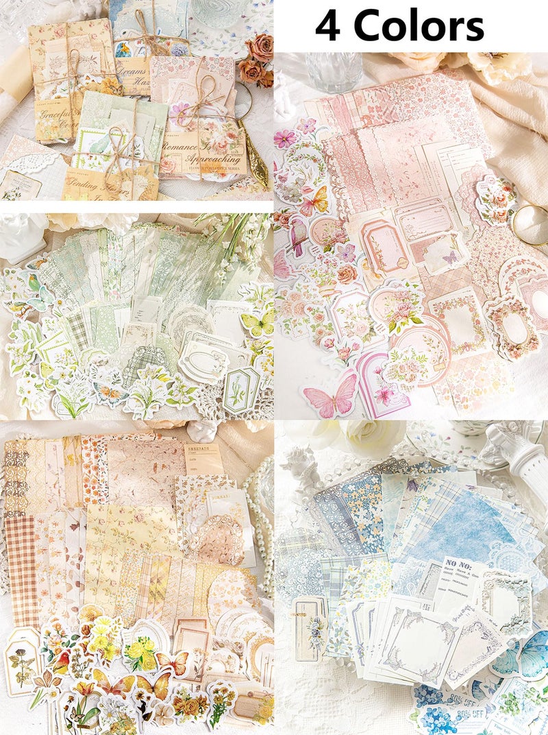 JOYCHOIC Vintage Junk Journal Supplies Kit, 4 Packs Floral Journaling and Scrapbooking for Adults, Aesthetic Scrapbook Materials, Bullet Journals for Beginner Women - Image 2