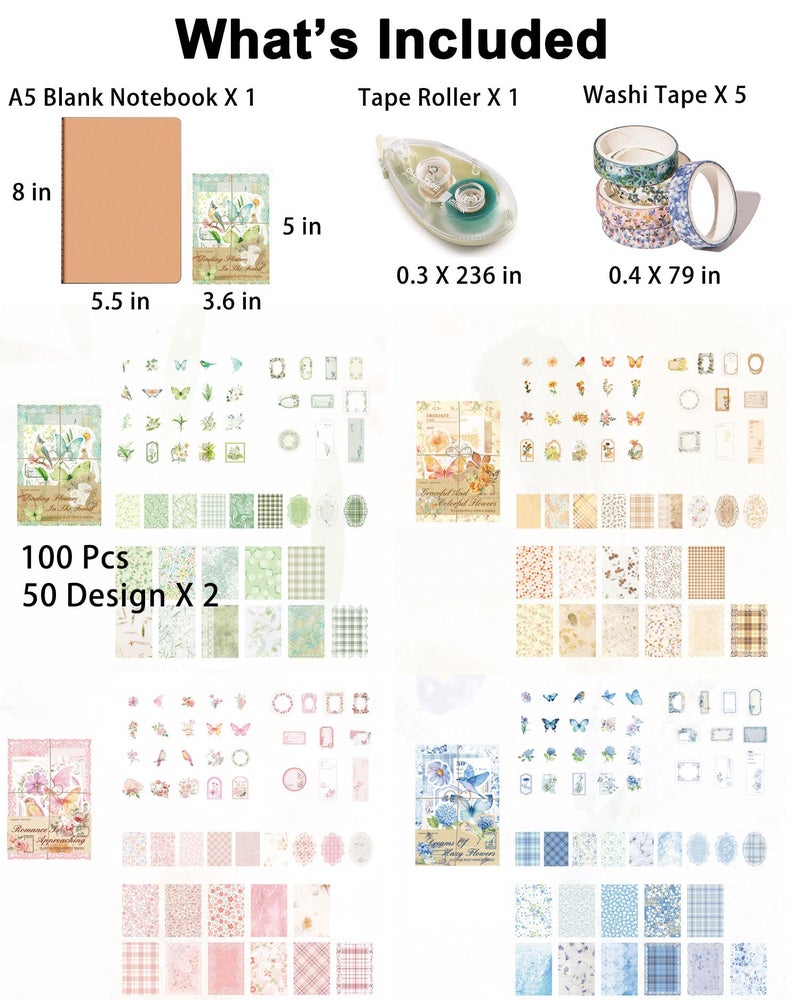 JOYCHOIC Vintage Junk Journal Supplies Kit, 4 Packs Floral Journaling and Scrapbooking for Adults, Aesthetic Scrapbook Materials, Bullet Journals for Beginner Women - Image 5