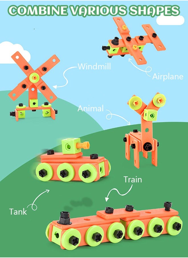 GROIC 72 Pieces Kids Assembling Tools Set Box Construction Accessories Pretend Toys Building Blocks Educational Toys with Carry Case  - Image 5