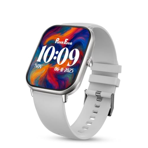 PunnkFunnk H9 1.96” HD Display Smartwatch for Men & Women | Bluetooth Calling | Heart Rate | SpO2 | Sleep Monitor | 100+ Sports Modes | IP67 Waterproof Fitness Watch for Android & iOS - (White) - Image 1